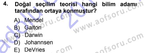 Temel Veteriner Genetik Dersi Ara Sınavı Deneme Sınav Soruları 4. Soru