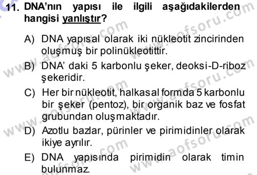 Temel Veteriner Genetik Dersi 2013 - 2014 Yılı (Final) Dönem Sonu Sınav Soruları 11. Soru