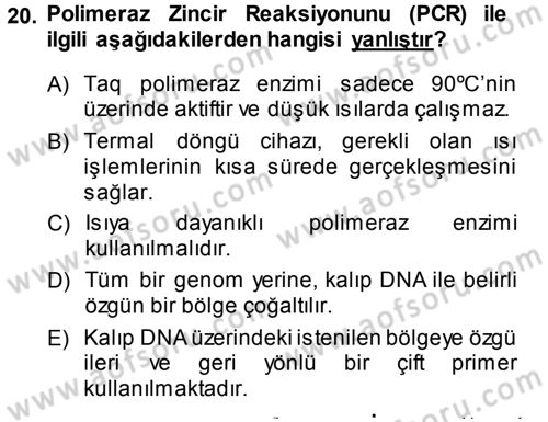 Temel Veteriner Genetik Dersi 2013 - 2014 Yılı (Final) Dönem Sonu Sınav Soruları 20. Soru
