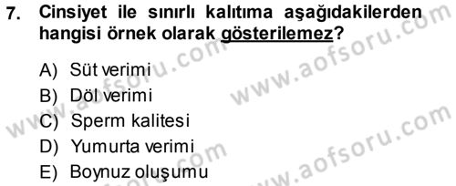 Temel Veteriner Genetik Dersi 2013 - 2014 Yılı (Final) Dönem Sonu Sınav Soruları 7. Soru