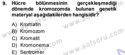 Temel Veteriner Genetik Dersi 2013 - 2014 Yılı (Final) Dönem Sonu Sınav Soruları 9. Soru