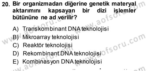 Temel Veteriner Genetik Dersi 2013 - 2014 Yılı Tek Ders Sınav Soruları 20. Soru