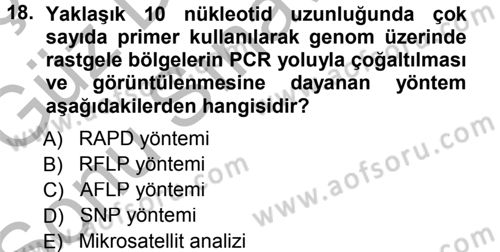 Temel Veteriner Genetik Dersi 2014 - 2015 Yılı (Final) Dönem Sonu Sınav Soruları 18. Soru