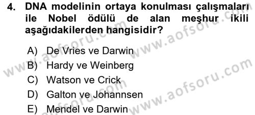 Temel Veteriner Genetik Dersi 2015 - 2016 Yılı (Vize) Ara Sınav Soruları 4. Soru