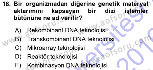 Temel Veteriner Genetik Dersi 2015 - 2016 Yılı (Final) Dönem Sonu Sınav Soruları 18. Soru