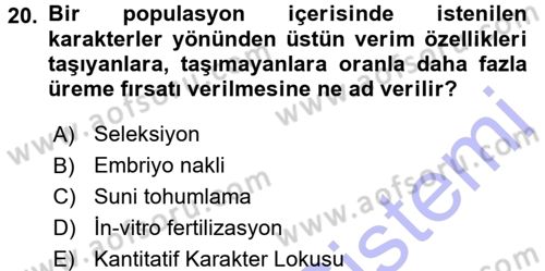 Temel Veteriner Genetik Dersi 2015 - 2016 Yılı (Final) Dönem Sonu Sınav Soruları 20. Soru