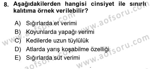 Temel Veteriner Genetik Dersi 2015 - 2016 Yılı (Final) Dönem Sonu Sınav Soruları 8. Soru