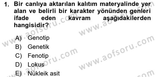 Temel Veteriner Genetik Dersi 2015 - 2016 Yılı Tek Ders Sınav Soruları 1. Soru