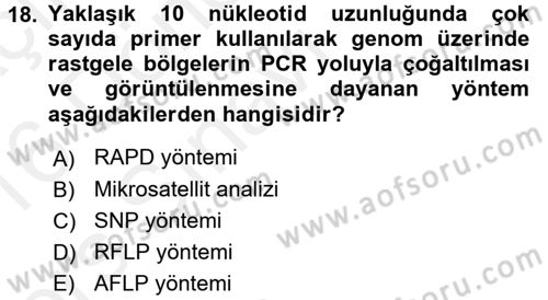 Temel Veteriner Genetik Dersi 2015 - 2016 Yılı Tek Ders Sınav Soruları 18. Soru