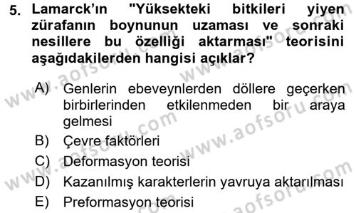 Temel Veteriner Genetik Dersi 2015 - 2016 Yılı Tek Ders Sınav Soruları 5. Soru