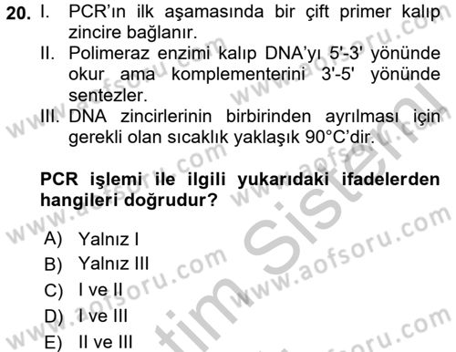 Temel Veteriner Genetik Dersi 2016 - 2017 Yılı 3 Ders Sınav Soruları 20. Soru