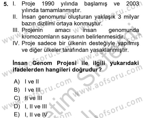 Temel Veteriner Genetik Dersi 2016 - 2017 Yılı 3 Ders Sınav Soruları 5. Soru