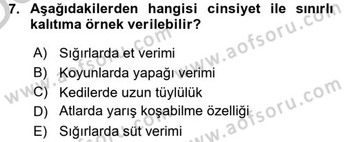 Temel Veteriner Genetik Dersi 2016 - 2017 Yılı 3 Ders Sınav Soruları 7. Soru