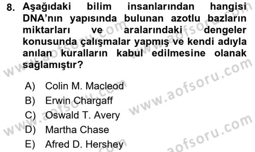 Temel Veteriner Genetik Dersi 2016 - 2017 Yılı (Final) Dönem Sonu Sınav Soruları 8. Soru