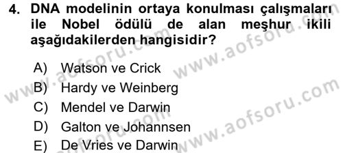 Temel Veteriner Genetik Dersi 2017 - 2018 Yılı 3 Ders Sınav Soruları 4. Soru