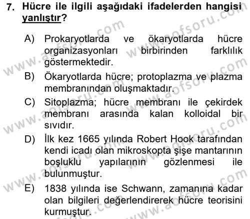 Temel Veteriner Genetik Dersi Ara Sınavı Deneme Sınav Soruları 7. Soru