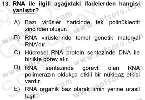 Temel Veteriner Genetik Dersi 2017 - 2018 Yılı (Final) Dönem Sonu Sınav Soruları 13. Soru