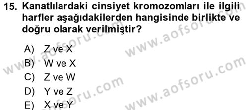 Temel Veteriner Genetik Dersi 2017 - 2018 Yılı (Final) Dönem Sonu Sınav Soruları 15. Soru