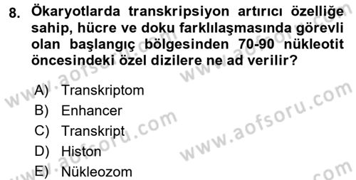 Temel Veteriner Genetik Dersi 2017 - 2018 Yılı (Final) Dönem Sonu Sınav Soruları 8. Soru