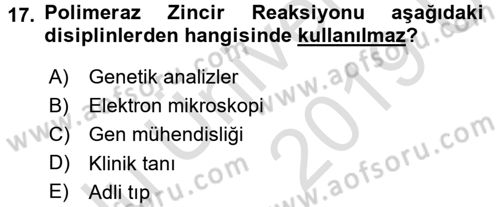 Temel Veteriner Genetik Dersi 2018 - 2019 Yılı 3 Ders Sınav Soruları 17. Soru