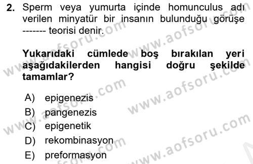 Temel Veteriner Genetik Dersi 2018 - 2019 Yılı (Vize) Ara Sınav Soruları 2. Soru