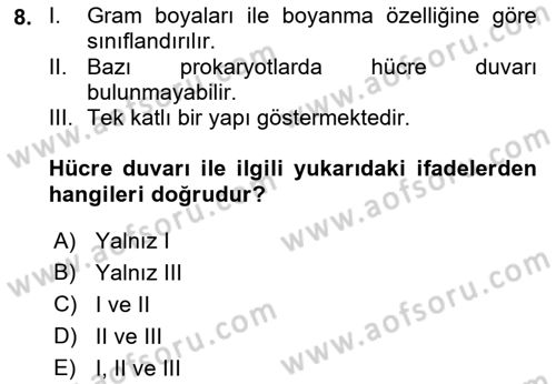 Temel Veteriner Genetik Dersi Ara Sınavı Deneme Sınav Soruları 8. Soru