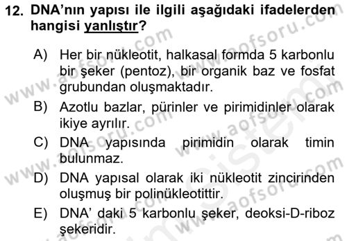 Temel Veteriner Genetik Dersi 2018 - 2019 Yılı (Final) Dönem Sonu Sınav Soruları 12. Soru