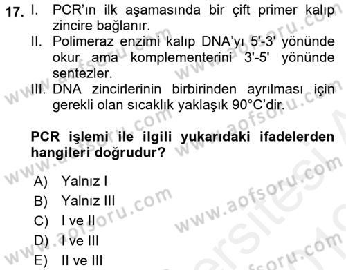 Temel Veteriner Genetik Dersi 2018 - 2019 Yılı (Final) Dönem Sonu Sınav Soruları 17. Soru