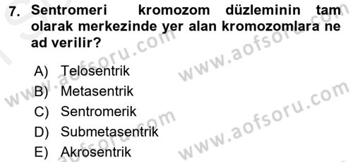Temel Veteriner Genetik Dersi 2018 - 2019 Yılı (Final) Dönem Sonu Sınav Soruları 7. Soru