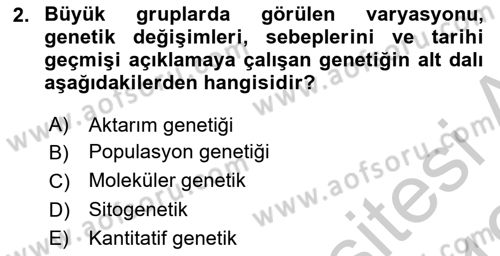 Temel Veteriner Genetik Dersi 2018 - 2019 Yılı Yaz Okulu Sınav Soruları 2. Soru