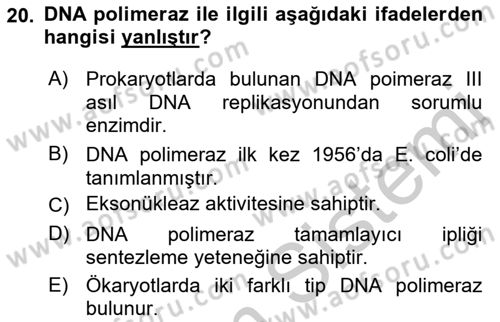 Temel Veteriner Genetik Dersi 2018 - 2019 Yılı Yaz Okulu Sınav Soruları 20. Soru