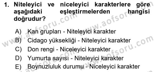 Temel Veteriner Genetik Dersi Ara Sınavı Deneme Sınav Soruları 1. Soru