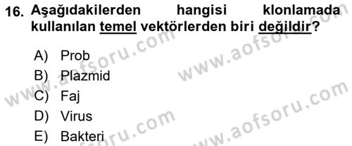 Temel Veteriner Genetik Dersi 2019 - 2020 Yılı (Final) Dönem Sonu Sınav Soruları 16. Soru