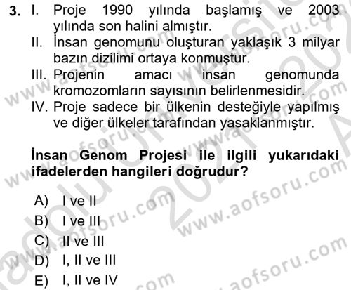 Temel Veteriner Genetik Dersi 2021 - 2022 Yılı (Vize) Ara Sınavı 3. Soru