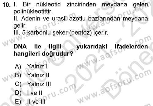 Temel Veteriner Genetik Dersi 2021 - 2022 Yılı (Final) Dönem Sonu Sınav Soruları 10. Soru