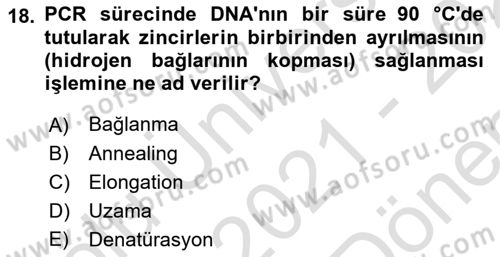 Temel Veteriner Genetik Dersi 2021 - 2022 Yılı (Final) Dönem Sonu Sınav Soruları 18. Soru