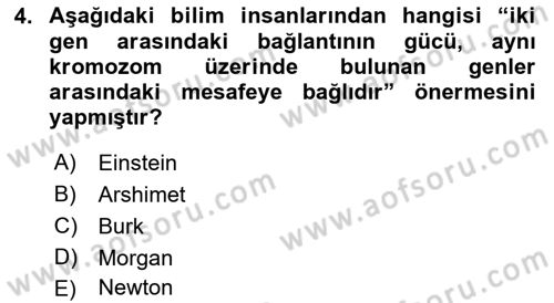 Temel Veteriner Genetik Dersi 2021 - 2022 Yılı (Final) Dönem Sonu Sınav Soruları 4. Soru