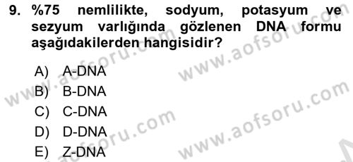 Temel Veteriner Genetik Dersi 2021 - 2022 Yılı (Final) Dönem Sonu Sınav Soruları 9. Soru