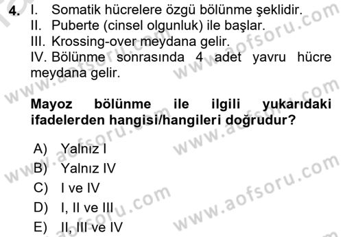 Temel Veteriner Genetik Dersi 2021 - 2022 Yılı Yaz Okulu Sınav Soruları 4. Soru