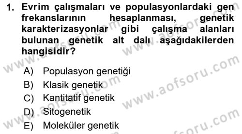 Temel Veteriner Genetik Dersi 2022 - 2023 Yılı (Vize) Ara Sınav Soruları 1. Soru