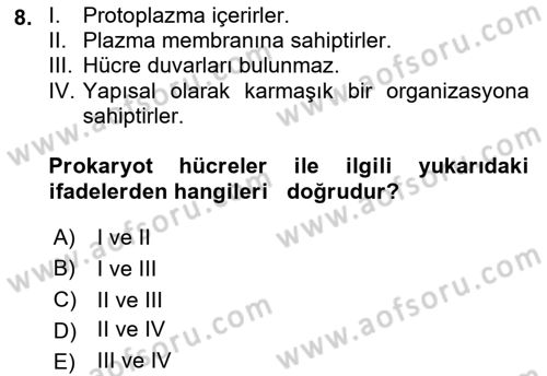 Temel Veteriner Genetik Dersi Ara Sınavı Deneme Sınav Soruları 8. Soru