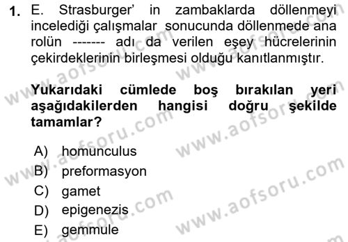Temel Veteriner Genetik Dersi 2022 - 2023 Yılı (Final) Dönem Sonu Sınav Soruları 1. Soru