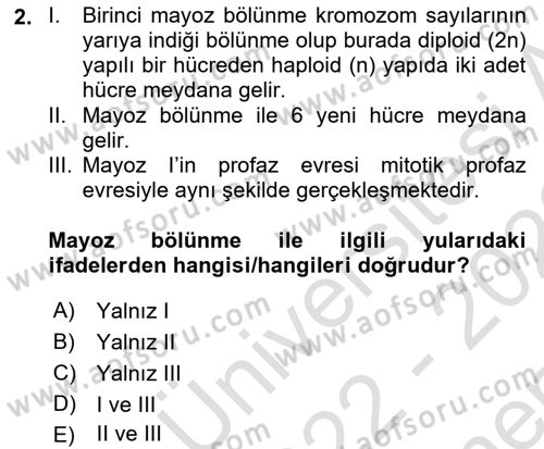 Temel Veteriner Genetik Dersi 2022 - 2023 Yılı (Final) Dönem Sonu Sınav Soruları 2. Soru