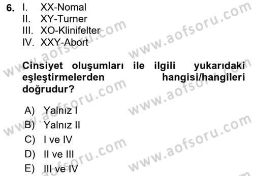 Temel Veteriner Genetik Dersi 2022 - 2023 Yılı (Final) Dönem Sonu Sınav Soruları 6. Soru