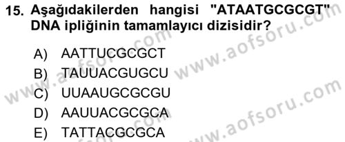 Temel Veteriner Genetik Dersi 2022 - 2023 Yılı Yaz Okulu Sınav Soruları 15. Soru