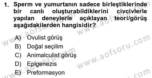 Temel Veteriner Genetik Dersi 2023 - 2024 Yılı (Vize) Ara Sınav Soruları 1. Soru