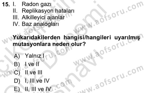 Temel Veteriner Genetik Dersi 2023 - 2024 Yılı (Final) Dönem Sonu Sınav Soruları 15. Soru