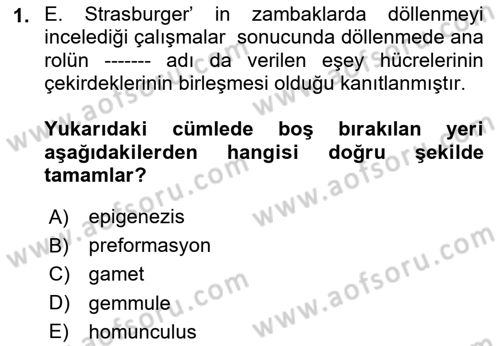 Temel Veteriner Genetik Dersi 2023 - 2024 Yılı Yaz Okulu Sınav Soruları 1. Soru