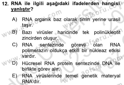 Temel Veteriner Genetik Dersi 2023 - 2024 Yılı Yaz Okulu Sınav Soruları 12. Soru
