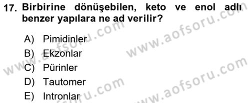Temel Veteriner Genetik Dersi 2023 - 2024 Yılı Yaz Okulu Sınav Soruları 17. Soru